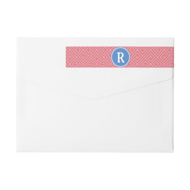 Greek Key Custom Monogram Return Address Label (Back)