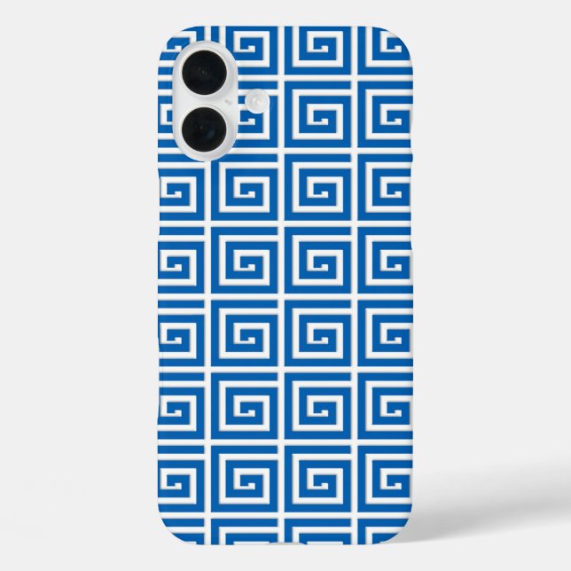 Greek Key design - blue and white enamel look Case-Mate iPhone Case (Back)