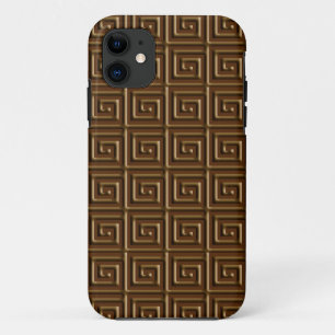 Greek Key design - dark chocolate iPhone 11 Case