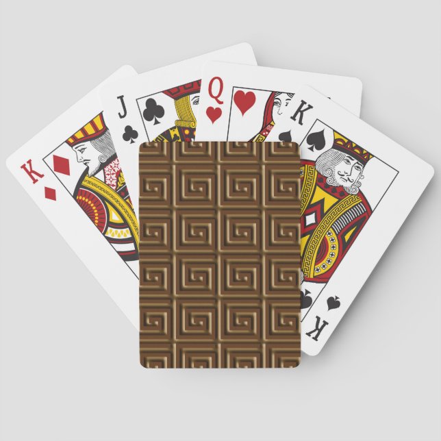 Greek Key design - dark chocolate Playing Cards (Back)