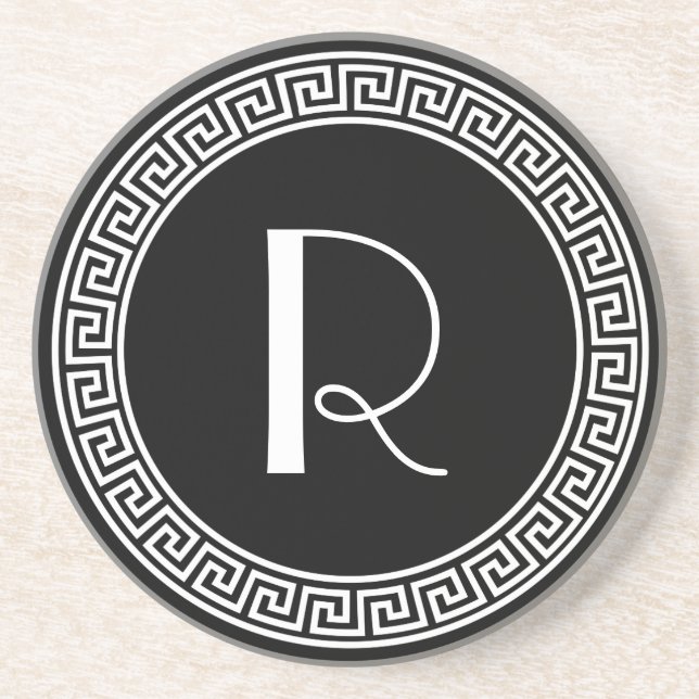 Greek Key Design Monogram Coaster (Front)