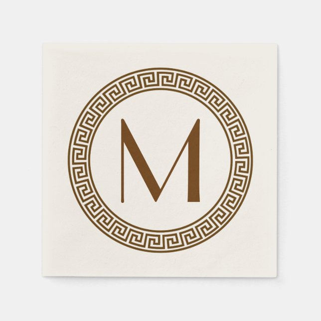 Greek Key Design Monogram Napkin (Front)