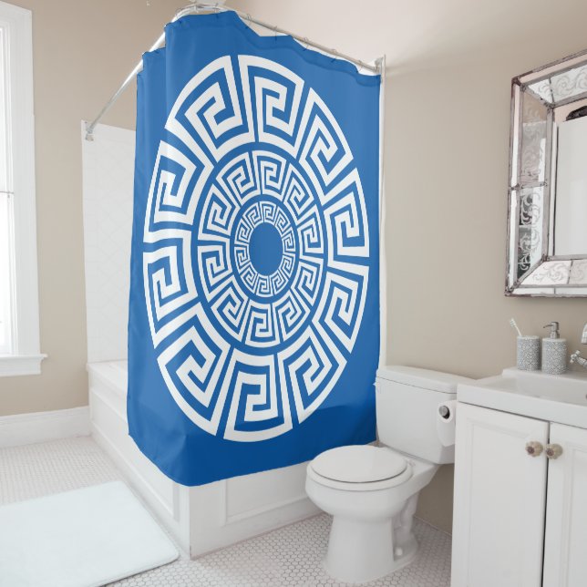 Greek Key Design Shower Curtain (In Situ)