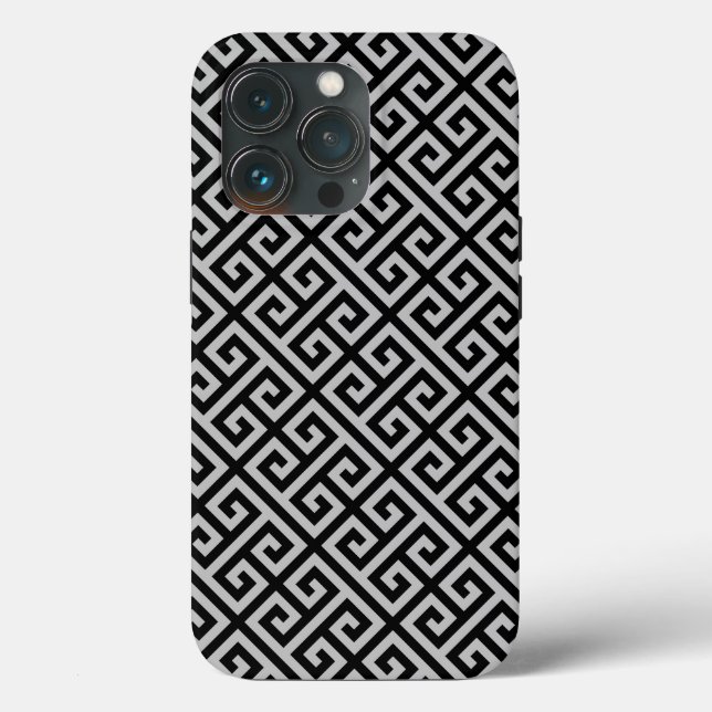 Greek Key Diamonds in Black & Grey Case-Mate iPhone Case (Back)