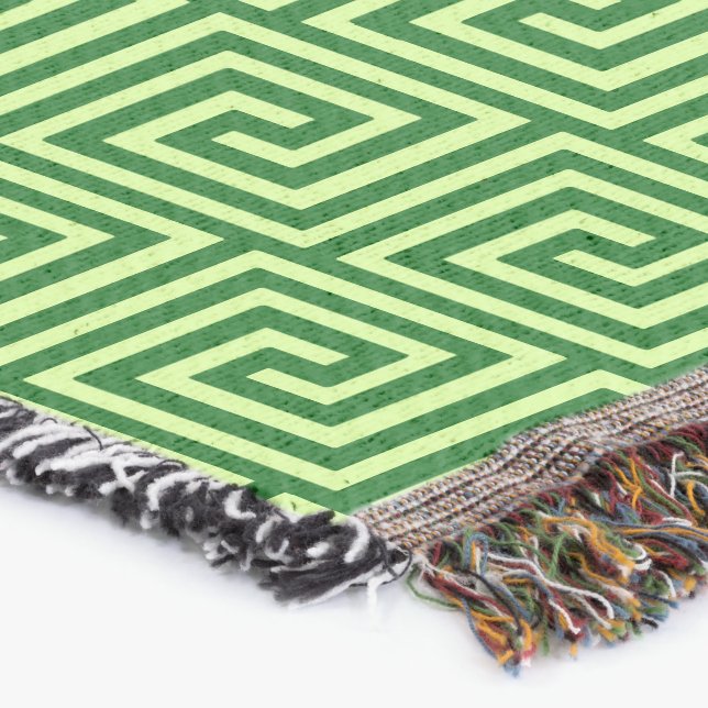 Greek Key, emerald green and lime Throw Blanket (Corner)