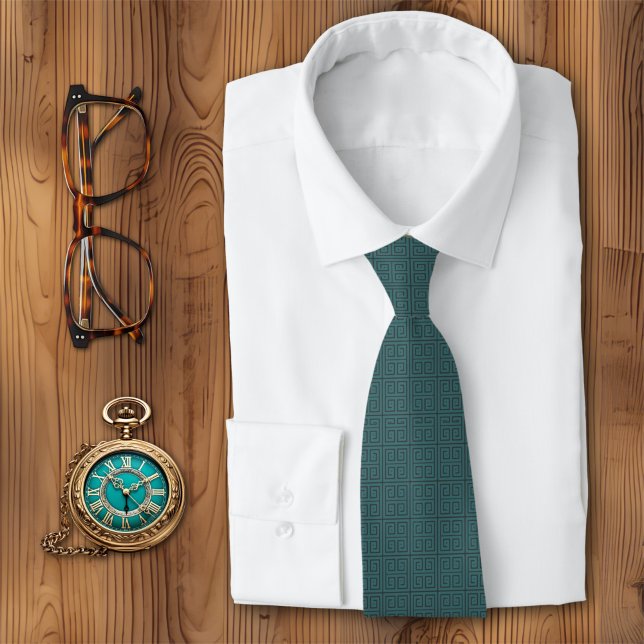 Greek Key Geometric Teal Tie (Creator Uploaded)
