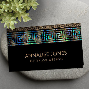 Greek Key  - Greek meander -Abalone and Gold Business Card