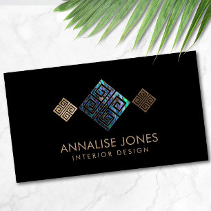Greek Key  - Greek meander -Abalone and Gold Business Card