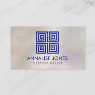Greek Key - Greek meander - Lapis Lazuli on Pearl Business Card