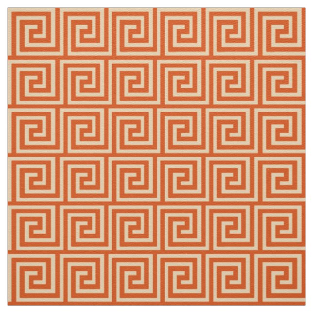 Greek Key, mandarin orange Fabric (Swatch)