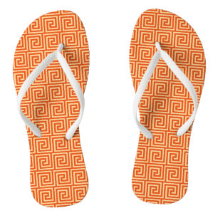 Greek Key, mandarin orange Flip Flops