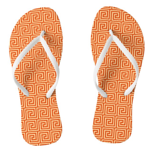 Greek Key, mandarin orange Flip Flops (Footbed)