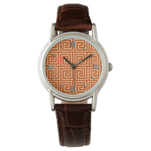 Greek Key, mandarin orange Watch
