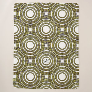Greek Key Meander in Geometric Symmetry Monogram Sherpa Blanket