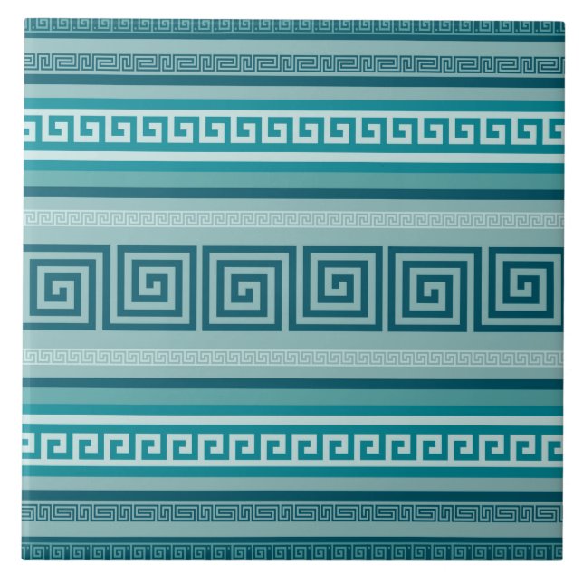 Greek Key - Meander - Ocean palette Tile (Front)
