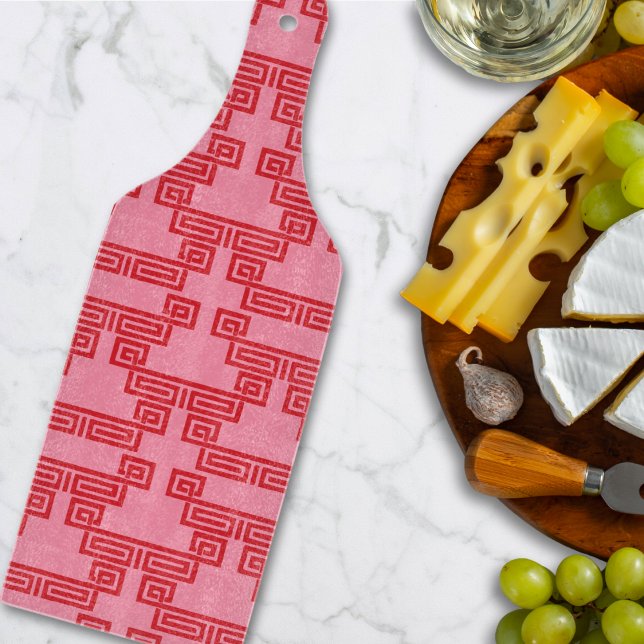 Greek Key Meander Tier in Pink and Red Cutting Board (Creator Uploaded)