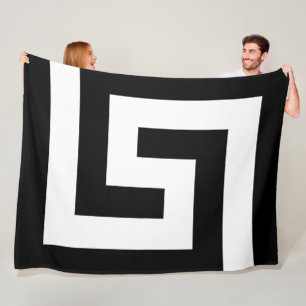 Greek Key Modern Black White Accent Fleece Blanket