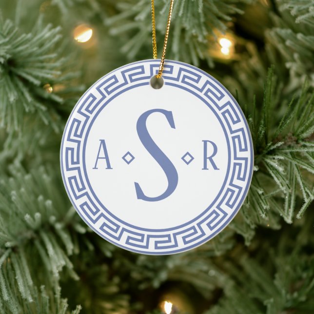 Greek Key Monogram Christmas Ornament (Tree)