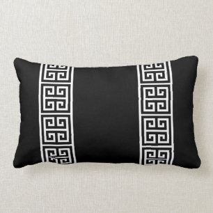 Greek Key on Black Lumbar Cushion