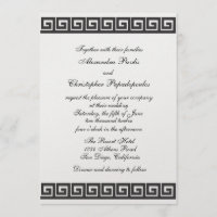 Greek Key On Metallic Ice Wedding Invitation
