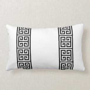 Greek Key on White Lumbar Cushion