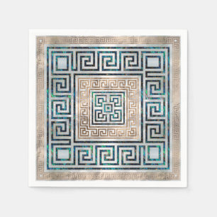 Greek Key Ornament -Abalone and gold Napkin