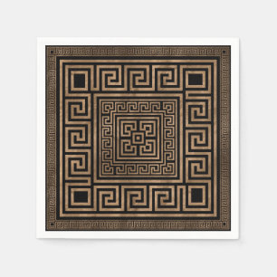 Greek Key Ornament - Greek Meander -Gold on Black Napkin