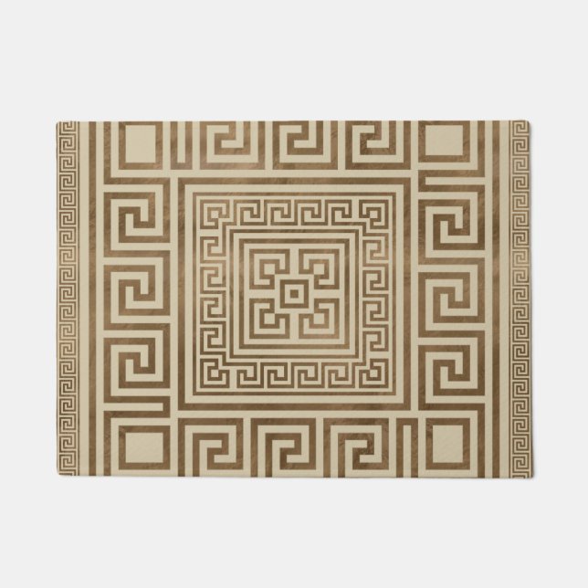 Greek Key Ornament - Greek Meander - Pastel Gold Doormat (Front)