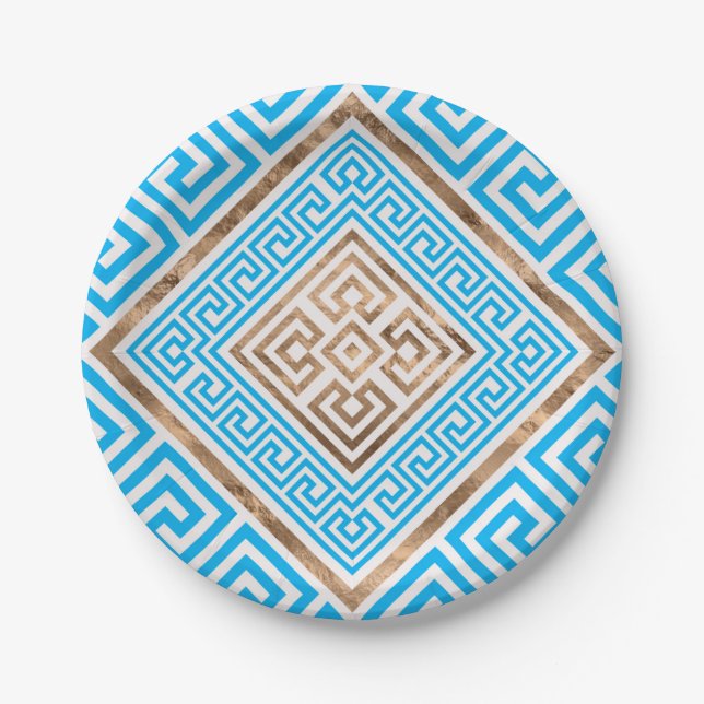 Greek Key Ornament - Greek Meander -Rhombus #1 Paper Plate (Front)
