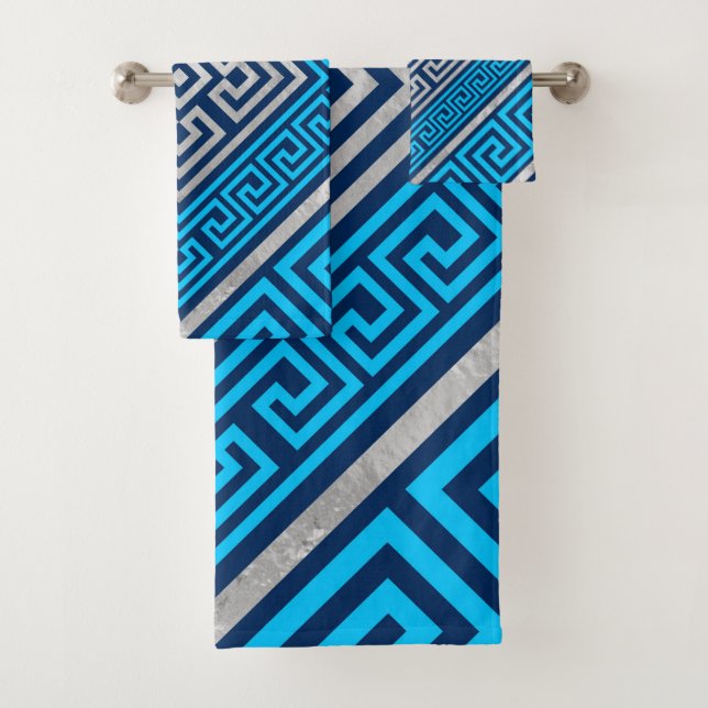 Greek Key Ornament - Greek Meander -Rhombus #3 Bath Towel Set (Insitu)