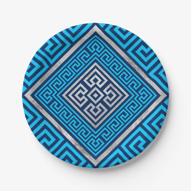 Greek Key Ornament - Greek Meander -Rhombus #3 Paper Plate (Front)