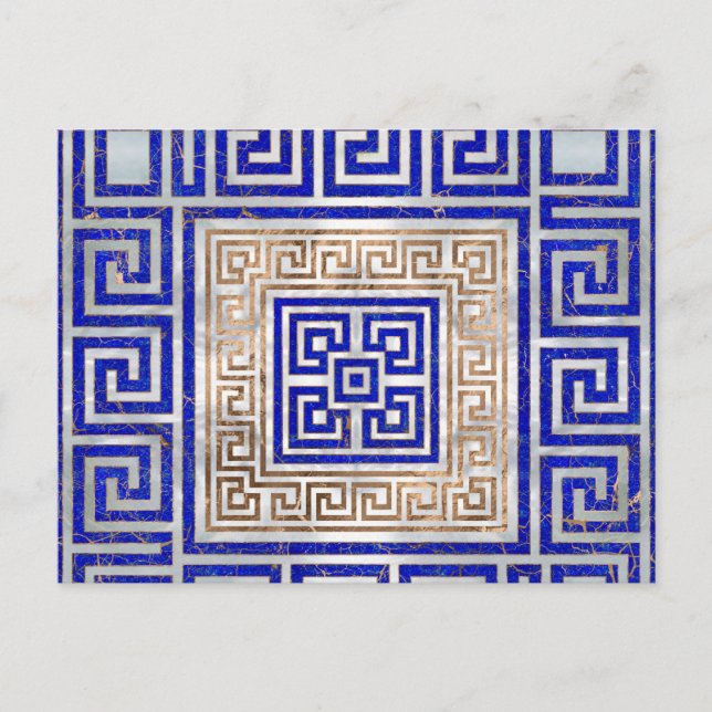 Greek Key Ornament - Lapis Lazuli and Gold Postcard (Front)