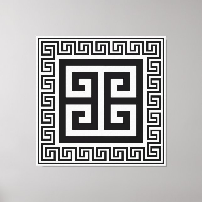 Greek Key Pattern Black Design Canvas Print (Front)