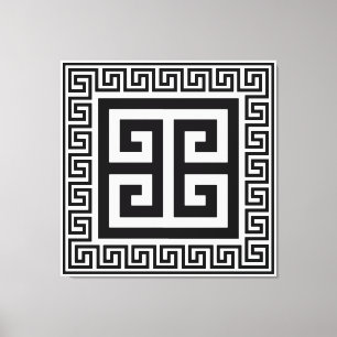 Greek Key Pattern Black Design Canvas Print