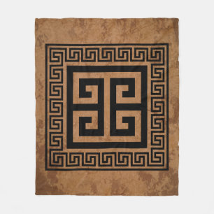 Greek Key Pattern Black Design Fleece Blanket