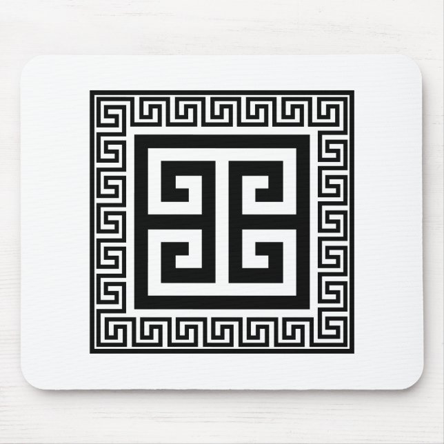 Greek Key Pattern Black Design Mouse Mat (Front)