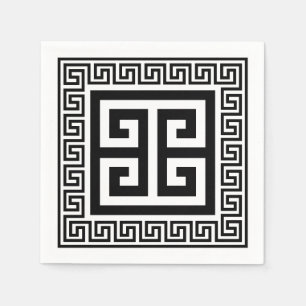 Greek Key Pattern Black Design Paper Napkins