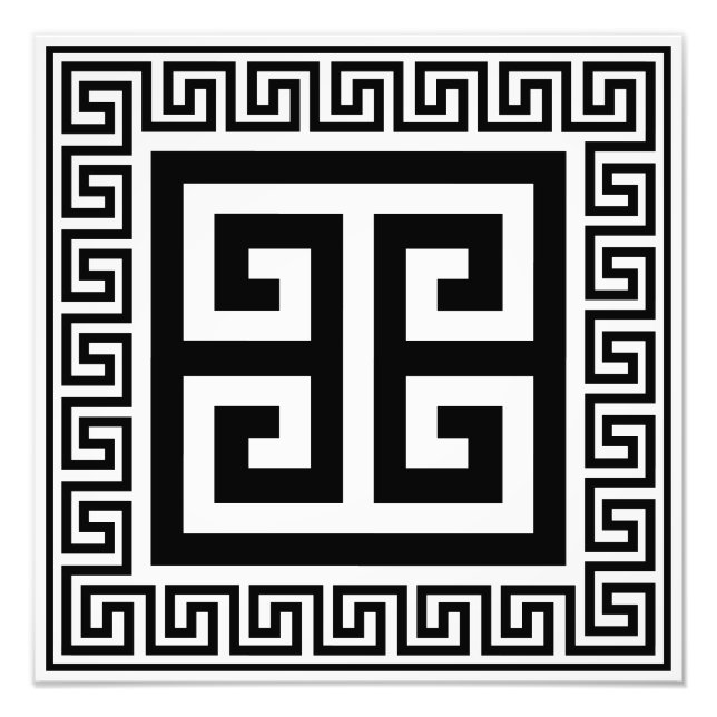 Greek Key Pattern Black Design Photo Print (Front)