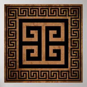 Greek Key Pattern Black Design Poster