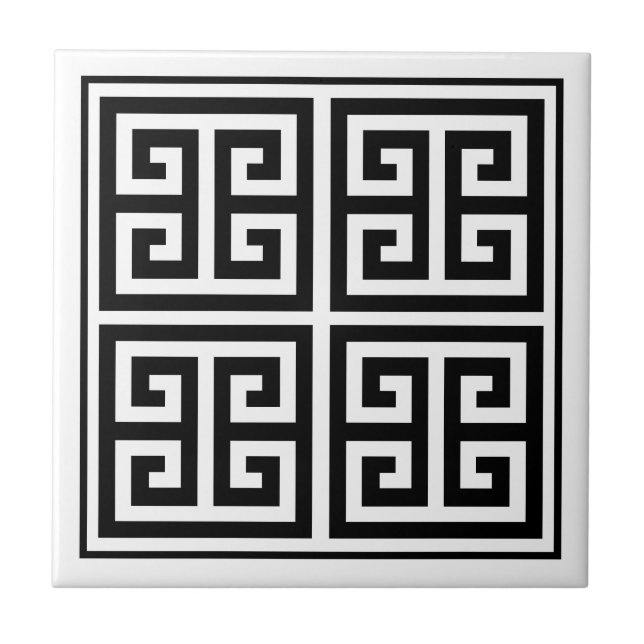 Greek Key Pattern Design Ceramic Tile (Front)