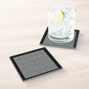 Greek Key Pattern Glass Coaster
