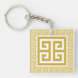 Greek Key Pattern Golden Design Key Ring