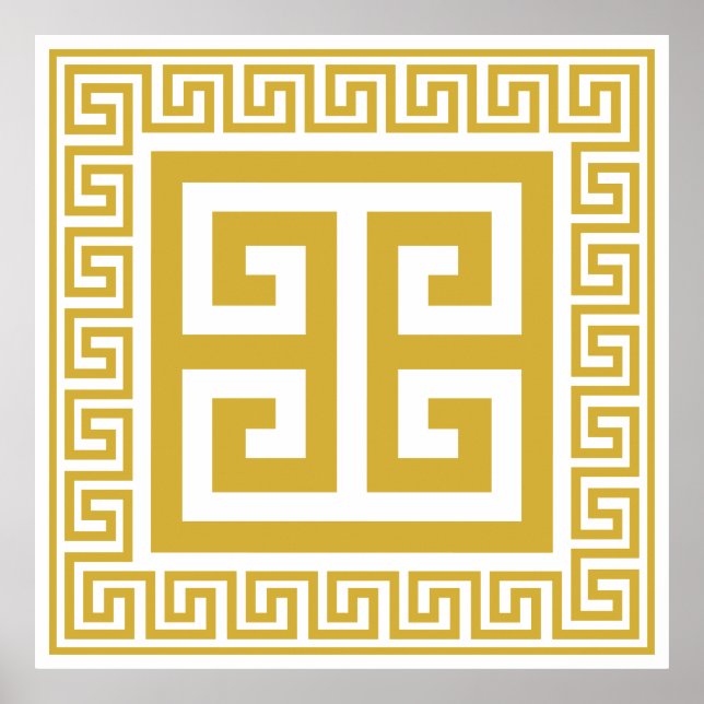 Greek Key Pattern Golden Design Poster (Front)