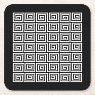 Greek Key Pattern Square Paper Coaster