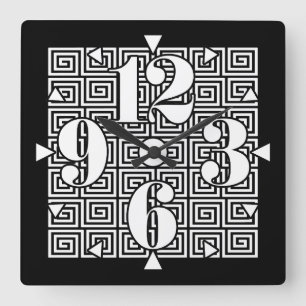 Greek Key Pattern Square Wall Clock