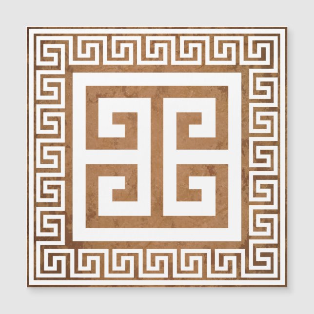 Greek Key Pattern White Design Magnetic Card (Front)