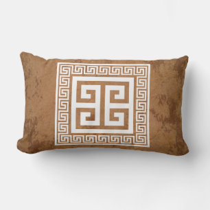 Greek Key Pattern White Design Throw Pillow