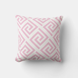 Greek Key Patterns Blush Pink White Custom Colour Cushion