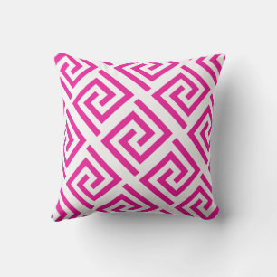 Greek Key Patterns Pink Orange Hot Pink Abstract Cushion