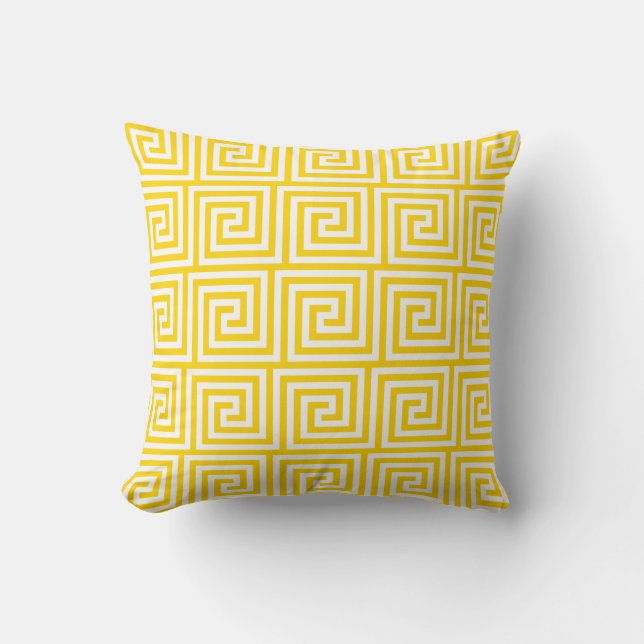 Greek Key Pillow in Freesia Yellow (Front)
